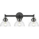 None 3 Light 23 inch Matte Black Bathroom Vanity Light Wall Light